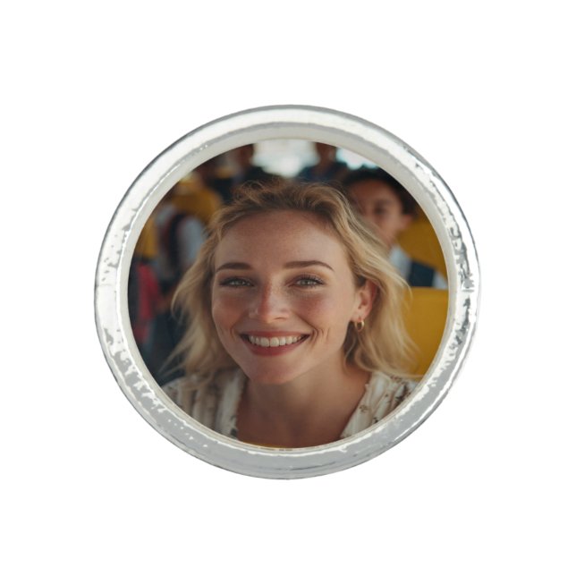 School Bus Driver Photo Customize Ring (Front)