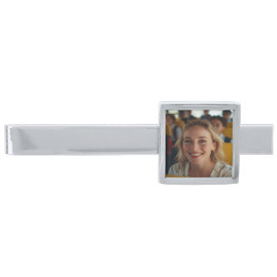 School Bus Driver Photo Customize Silver Finish Tie Bar