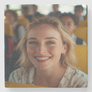 School Bus Driver Photo Customize Stone Coaster