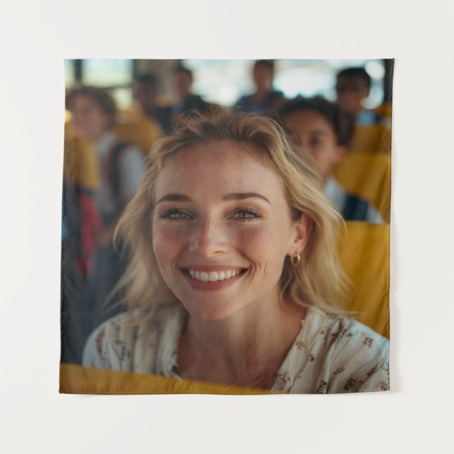 School Bus Driver Photo Customize Tapestry (Front)