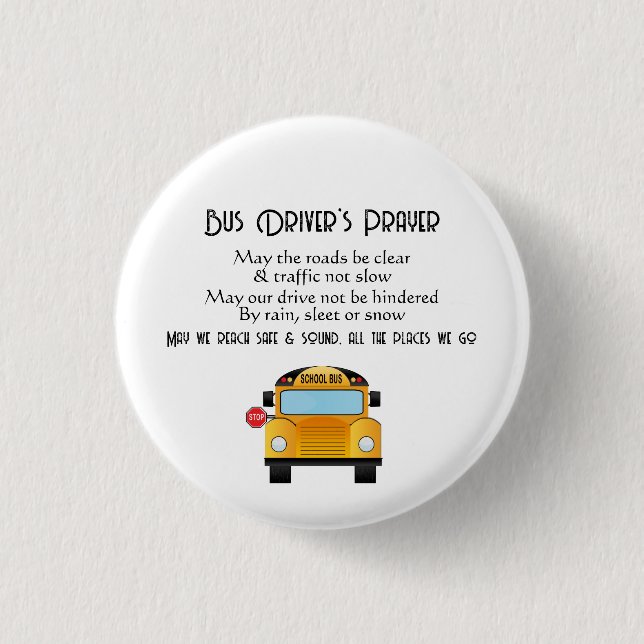 School Bus Driver Prayer Button (Front)