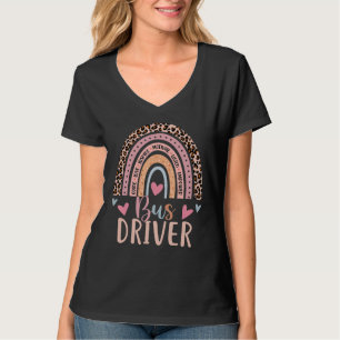 School Bus Driver Rainbow Leopard Print Bus Drive T-Shirt