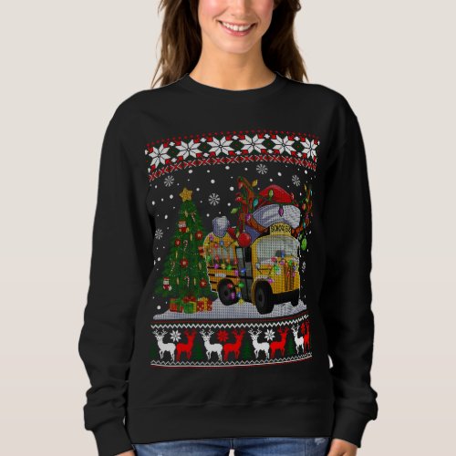 School Bus Driver Reindeer Santa Hat Ugly Christma Sweatshirt