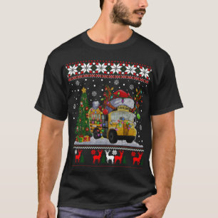 School Bus Driver Reindeer Santa Hat Ugly Christma T-Shirt