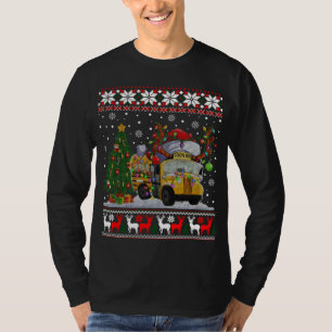 School Bus Driver Reindeer Santa Hat Ugly Christma T-Shirt