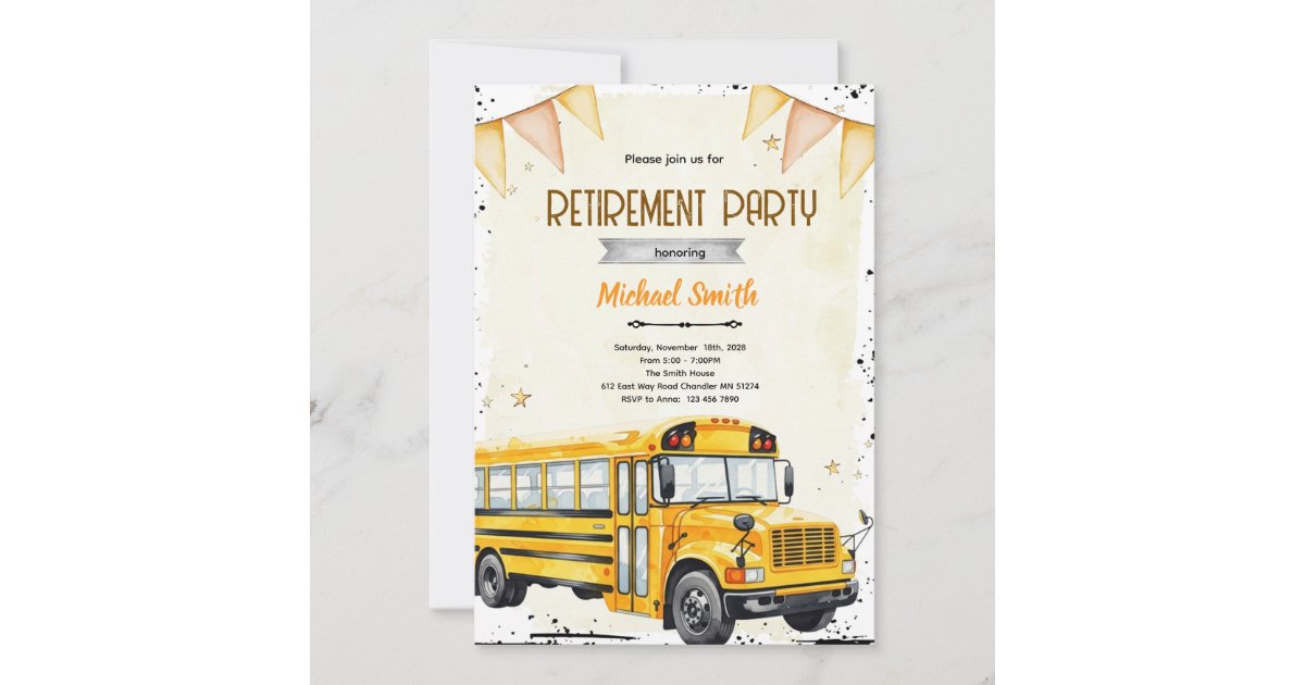 School bus driver retirement invitation | Zazzle