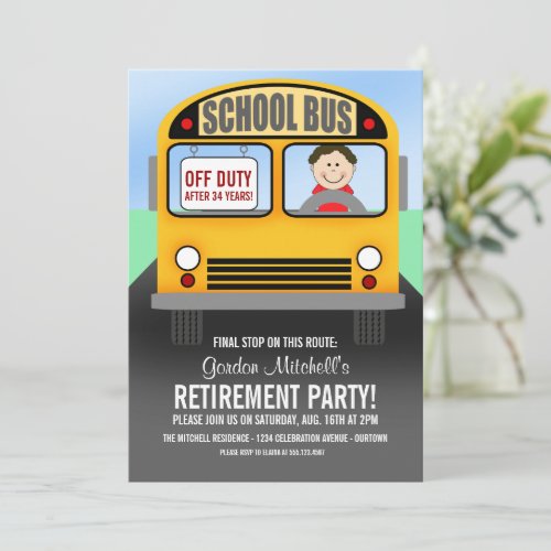 School Bus Driver Retirement Party Invitations