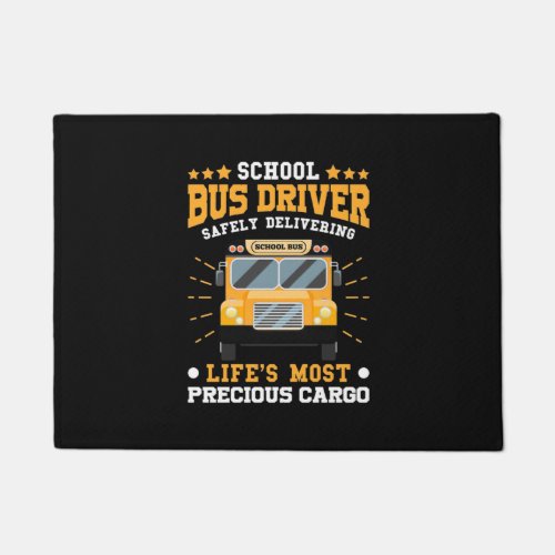 School Bus Driver Safely Delivering Doormat