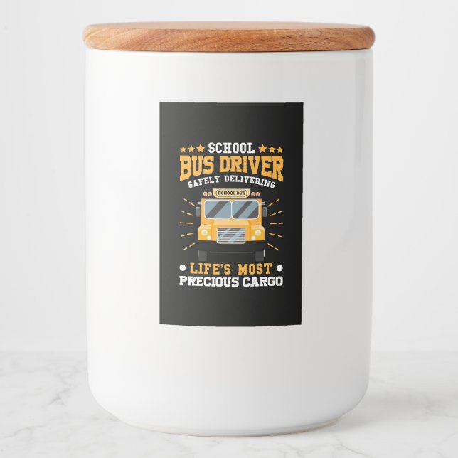 School Bus Driver Safely Delivering Food Label (Front)