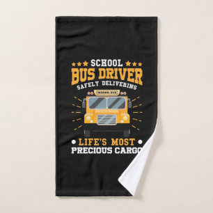 School Bus Driver Safely Delivering Hand Towel