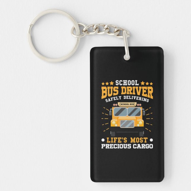 School Bus Driver Safely Delivering Keychain (Front)