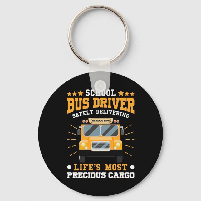 School Bus Driver Safely Delivering Keychain (Front)