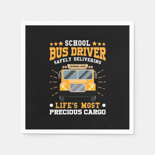 School Bus Driver Safely Delivering Napkins (Front)