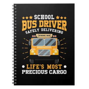 School Bus Driver Safely Delivering Notebook