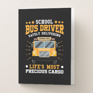 School Bus Driver Safely Delivering Pocket Folder
