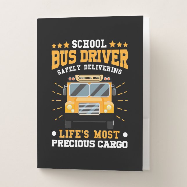 School Bus Driver Safely Delivering Pocket Folder (Front)