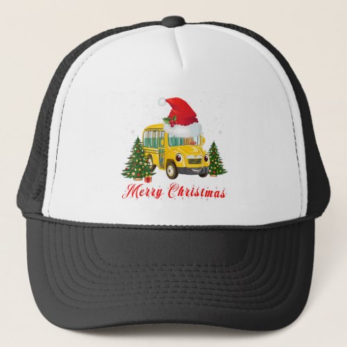 School bus driver santa hat merry christmas