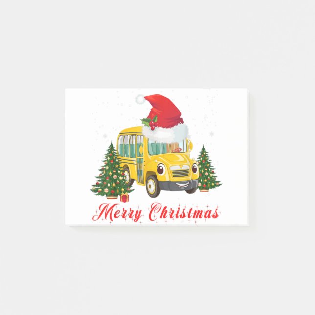 School bus driver santa hat merry christmas post-it notes (Front)