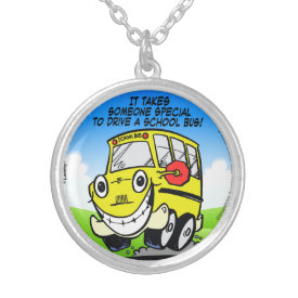 School Bus Driver Silver Plated Necklace