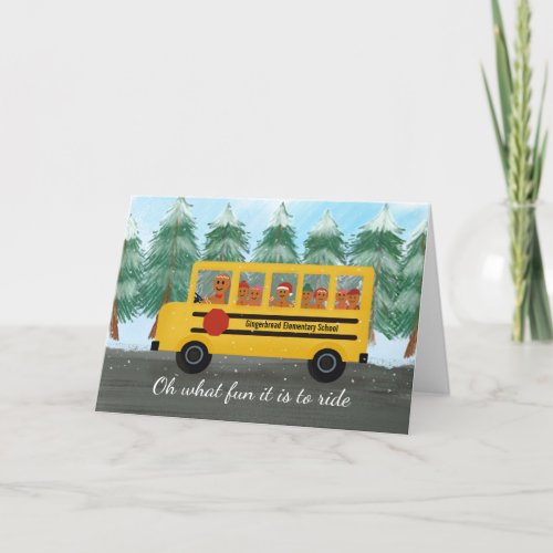 School Bus Driver Teacher Christmas Gingerbread Holiday Card