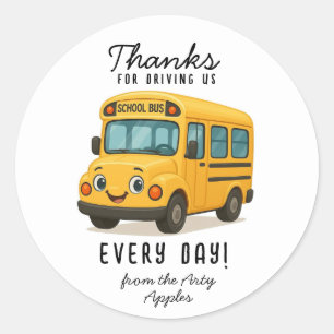 School Bus Driver Thank You Button, driving safely Classic Round Sticker