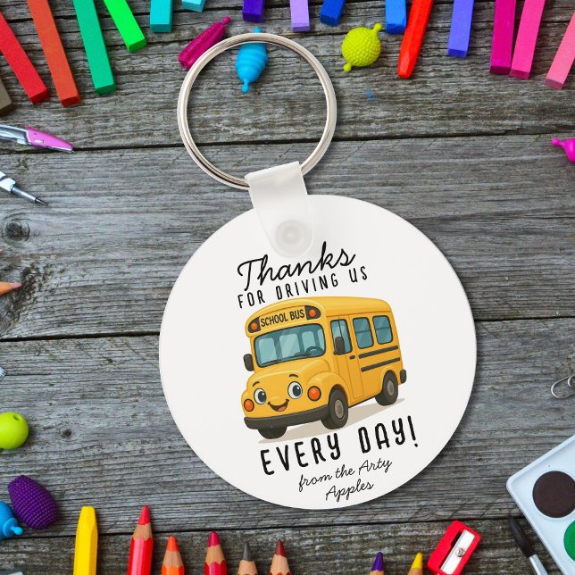 School Bus Driver Thank You Button, driving safely Keychain (Creator Uploaded)