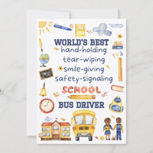 School Bus Driver Thank You Card or Gift Tag