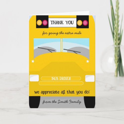 school Bus driver thank you gift volunteer Card