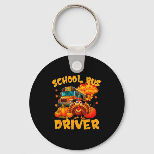 School Bus Driver Turkey Thanksgiving Gift Keychain