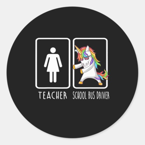 School Bus Driver Unicorn Flossing Back To School Classic Round Sticker