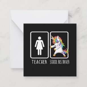 School Bus Driver Unicorn Flossing Back To School Note Card