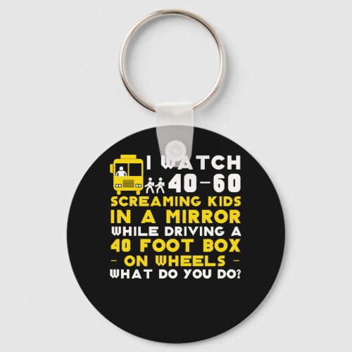 School Bus Driver Watch Kids Mirror Driving Keychain