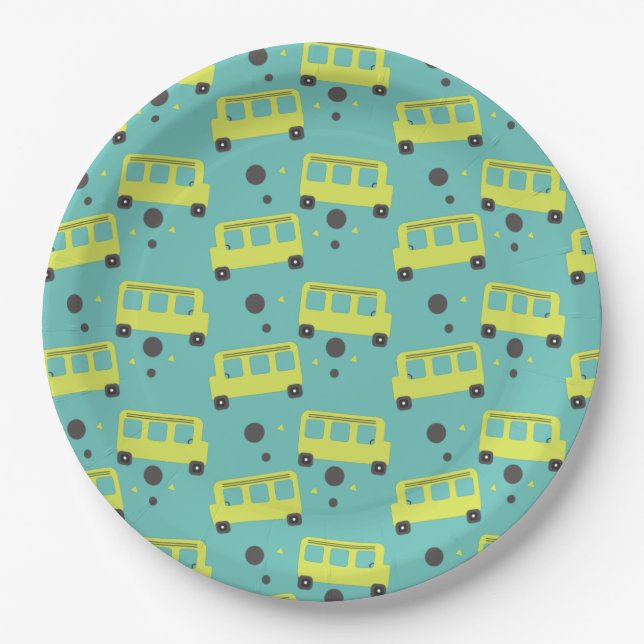 School Bus Driver Yellow Confetti Teacher  Paper Plates (Front)