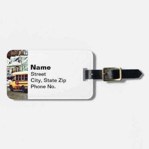 School Bus Driving Home in Winter Luggage Tag