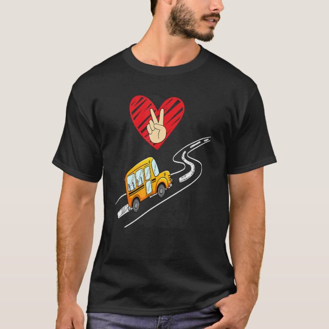 School Bus Field Trips Peace Love Field Trips T-Shirt (Front)