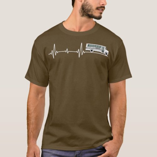 School Bus Heartbeat Pulse Drivers Students Gift 2 T_Shirt