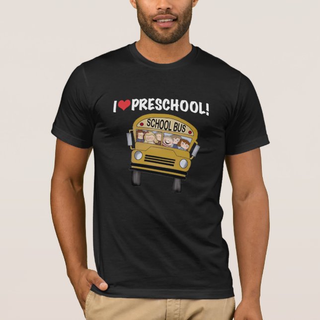 School Bus I Love Preschool T-Shirt (Front)
