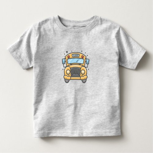 School Bus in Cartoon Style Full Front Design Toddler T_shirt