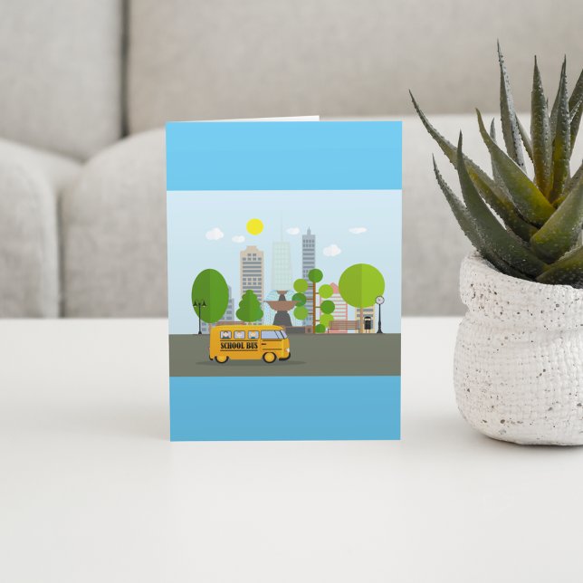 School Bus In The City Card (Creator Uploaded)