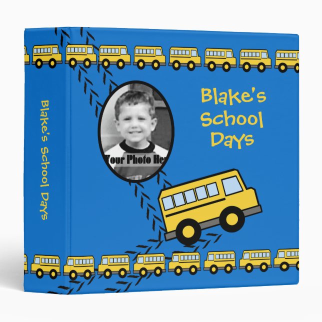 School Bus Keepsake Blue with Photo Binder (Front/Spine)