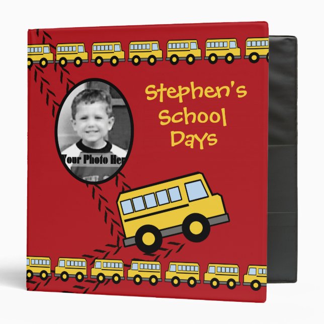 School Bus Keepsake Red with Photo 3 Ring Binder (Front/Inside)
