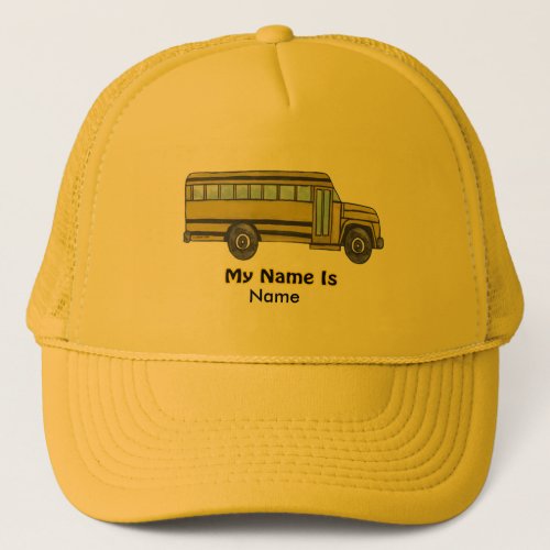 School Bus Kids Name Trucker Hat