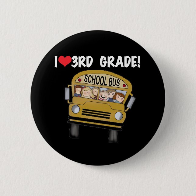 School Bus Love 3rd Grade Button (Front)
