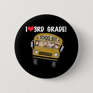 School Bus Love 3rd Grade Button