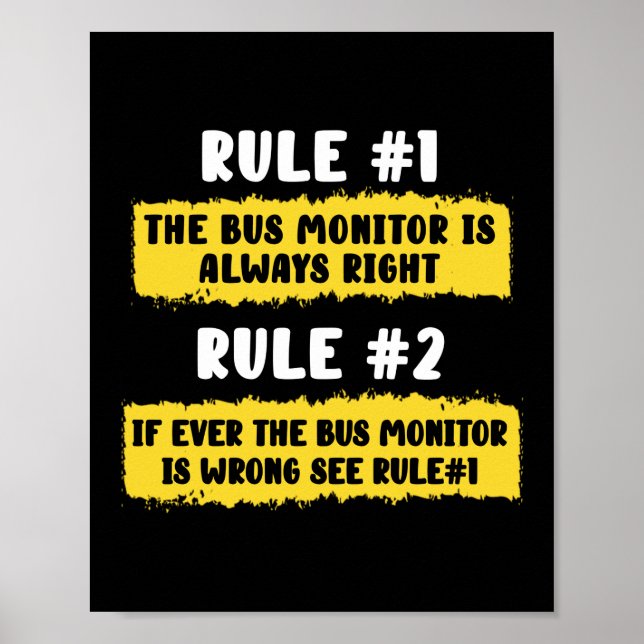 School Bus Monitor Rules Poster (Front)