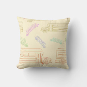 School Bus Pattern Back-to-School Design Throw Pillow