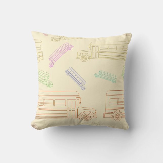 School Bus Pattern Back-to-School Design Throw Pillow (Front)