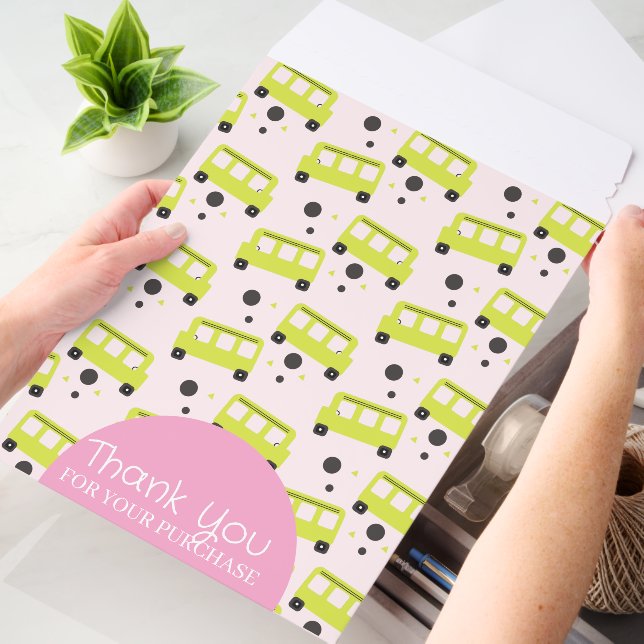 School Bus Pattern Thank You Business Envelope Mailers (Desk)