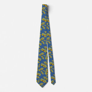 School Bus Pattern Throw Pillow Neck Tie