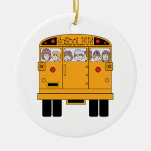 School Bus Rear Ceramic Ornament